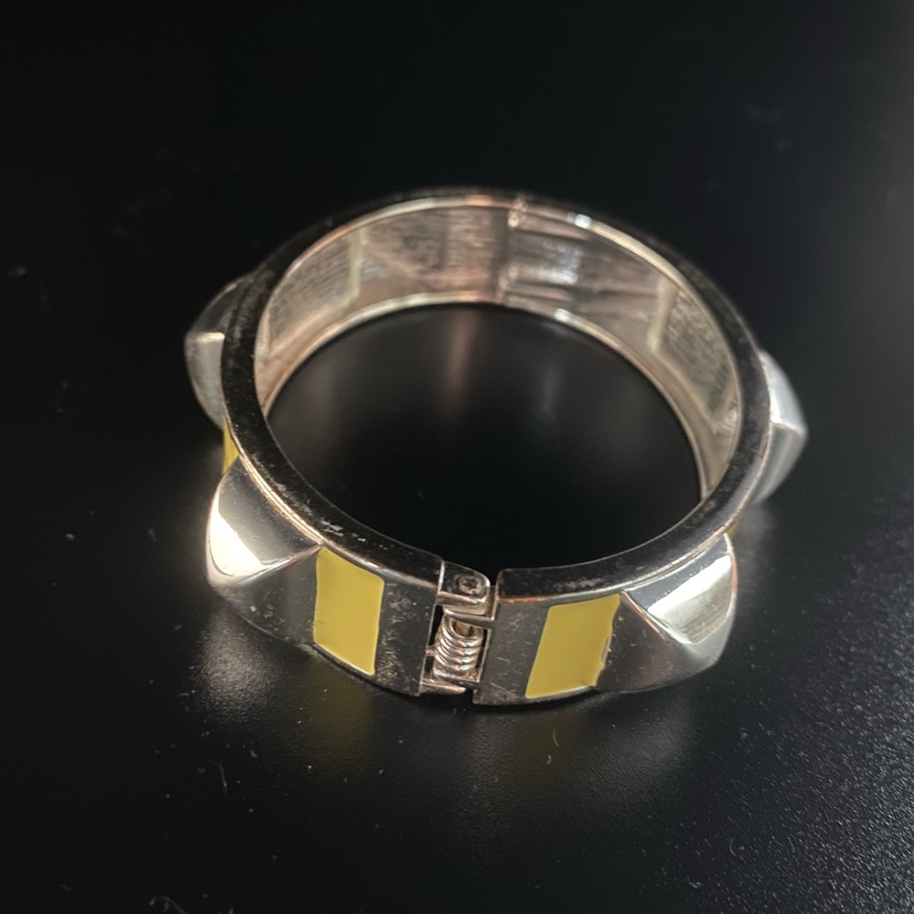 Silver and Yellow Studded Bangle Bracelet - Picture 3 of 17